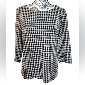Talbots Houndstooth 3/4 sleeve Blouse size large